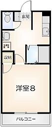 コーポレインボー 1Kの間取図画像