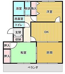 やくもハイツ 3DKの間取図画像
