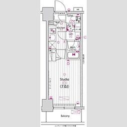 ガーラリバースクエア横濱南 1Kの間取図画像