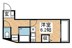 リック六本松 ワンルームの間取図画像