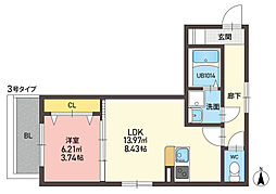 KORIN TERRACE(コーリンテラス) 小郡 1LDKの間取図画像