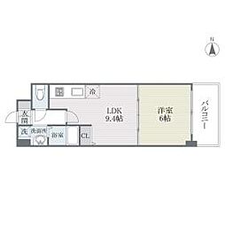 クレベール博多 1LDKの間取図画像