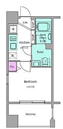 レジディアイチガヤ 1Kの間取図画像