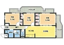 パークサイドテラス千人町 3DKの間取図画像