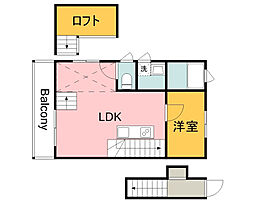リノリノアパートメント 1LDKの間取図画像