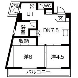 OMレジデンス塩釜駅前 2DKの間取図画像