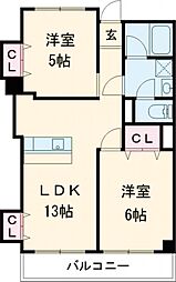 中村消防ビル 2LDKの間取図画像