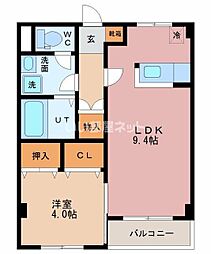ラフォーレ1号館 1LDKの間取図画像