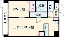 クイール南熊本 1LDKの間取図画像