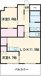 ディアコート新栄 2LDKの間取図画像