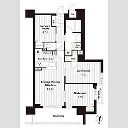 ユニハイム京都七条通り 2SLDKの間取図画像