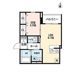 リネージュ・プレーヌ(仮称:robot hom 1LDKの間取図画像