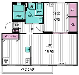立川柏町団地9号棟 1LDKの間取図画像