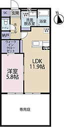 aruROOM高林 1LDKの間取図画像