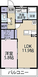 aruROOM高林 1LDKの間取図画像