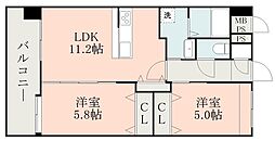 Samty熊本Riobranco 2LDKの間取図画像