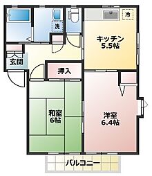 ヒルサイドテラス1 2Kの間取図画像