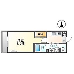 旭区清水1丁目アパート 1Kの間取図画像