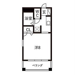 エタージュ 1Kの間取図画像