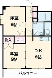 ヴィラK's 2DKの間取図画像