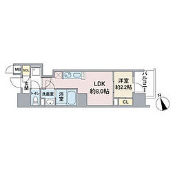 (仮称)スリーアイランドタワー泉高岳 1LDKの間取図画像