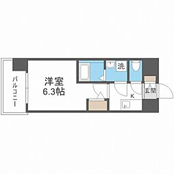 エスリードRESIDENCE大阪福島CITYWEST 1Kの間取図画像