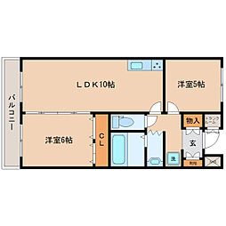 ブエナビスタ東六番丁 2LDKの間取図画像