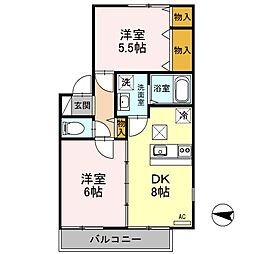 グランディール親和 2DKの間取図画像