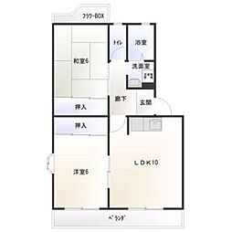 パープルシャトーB棟 3階2LDKの間取り