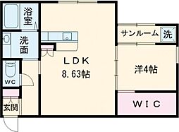 グランクリュ小新 1LDKの間取図画像