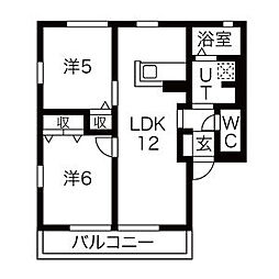 リベラルA 2LDKの間取図画像