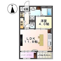 スイートモダン東宿郷 1LDKの間取図画像