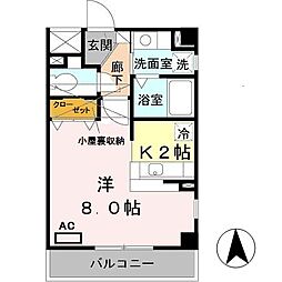 メイト鶴見 1Kの間取図画像