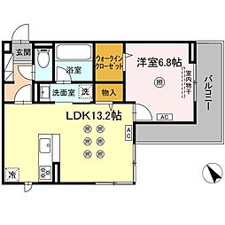 霧島市国分中央1丁目アパート 1LDKの間取図画像