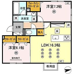 (仮称)D-ROOM新池 B棟 2LDKの間取図画像