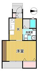 レセナ湊東1 1Kの間取図画像