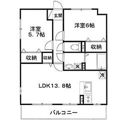 エフプラッツ 2LDKの間取図画像