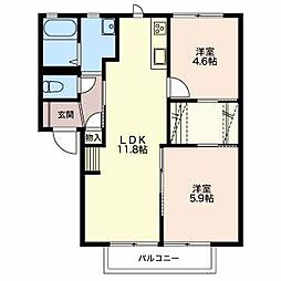 アサナ・アルカディアA 2LDKの間取図画像