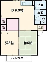 セジュール亀山E 2DKの間取図画像