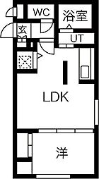 カームレジデンス美園 1階1LDKの間取り