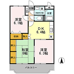 コーポヤナギハラ 3DKの間取図画像