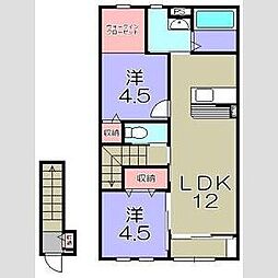 守山市伊勢町アパート 2LDKの間取図画像