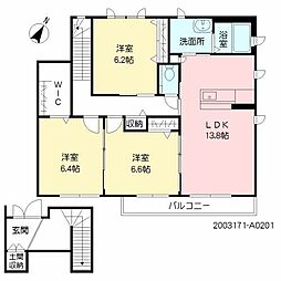 パーシモン 3LDKの間取図画像
