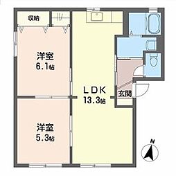 グリーンゲーブルス参番館 2LDKの間取図画像