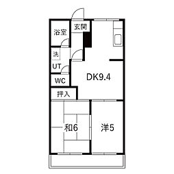 アーバンハイムサカイA 2DKの間取図画像