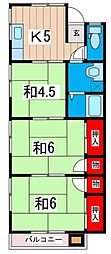 やすひとハイツ 3Kの間取図画像