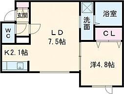 ルシエル 1LDKの間取図画像