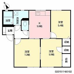 シャーメゾン王ノ瀬B 3DKの間取図画像