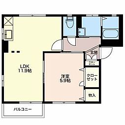ディアス広丘B 1LDKの間取図画像