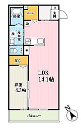 キャメル越谷3 1LDKの間取図画像